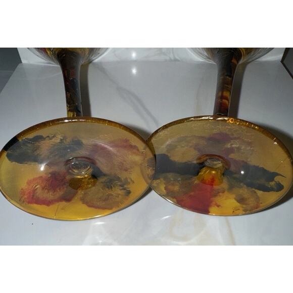 Monaco by Monarch Martini Glasses (2)Hand Painted Romania Crystal 7.25x3.25 - Picture 5 of 7